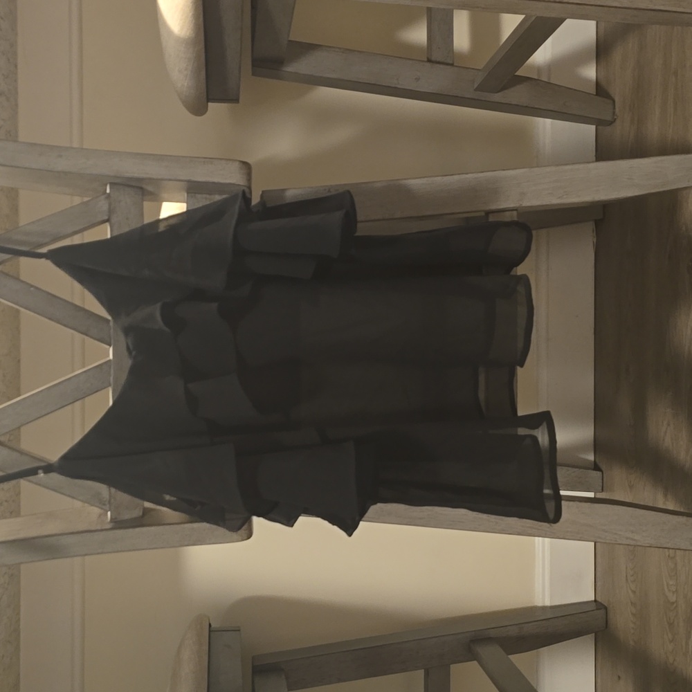 Lulus Sheer Ruffle Black Cold Shoulder Tank Top - Picture 2 of 9